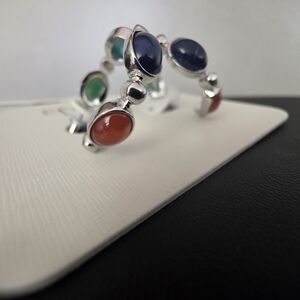 Elegant Multi-Color Stone Silver Bracelet
